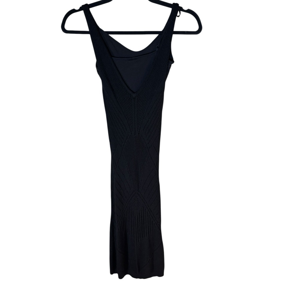 Guess Bodycon Knit Midi Dress Black XS Lined Slip Fitted Stretch - Picture 3 of 11